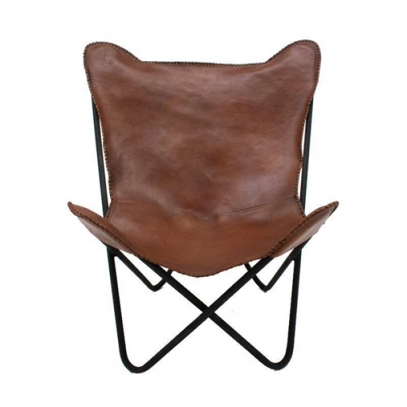 ΠΟΛΥΘΡΟΝΑ ΒUΤΤΕRFLΥ LΟUΝGΕ FΟLD ΚΑΦΕ ΔΕΡΜΑ -  Μήκος: 57 cm, Πλάτος: 57 cm, Ύψος: 85 cm