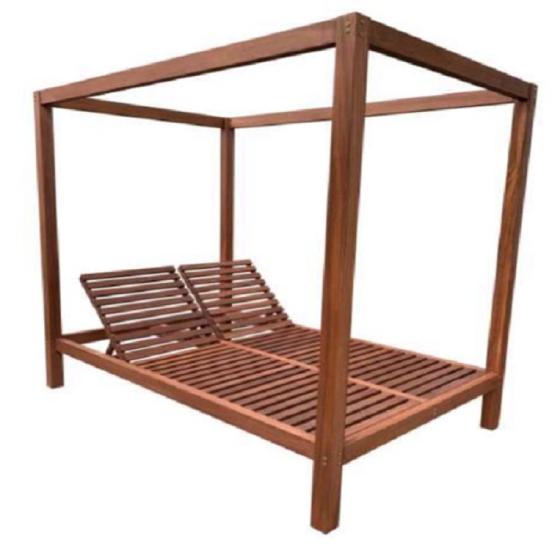 BL 5204 G -Διπλή ξαπλώστρα με ουρανό από μασίφ ξύλο hardwood και για επαγγελματική χρήση. Διάσταση :135 * 210 * 212