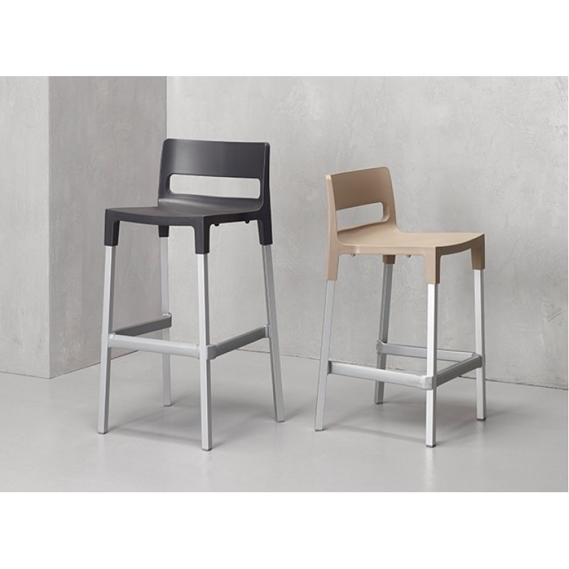 BAR STOOL DIVO (ART. 22210)  -Σκαμπό μπαρ αλουμινίου σκελετός και κάθισμα  τεχνοπολυμέριο 75 υψος   (ελαχιστη παραγγελια 4 τμχ)