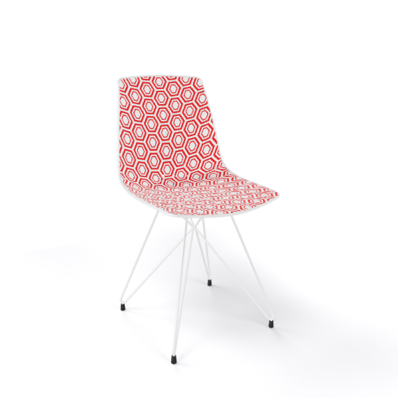 Gaber Alhambra cod.92.--/TC   Καρέκλα μεταλλική - έδρα τεχνοπολυμέριο λευκό κόκκινο - set 2 τμχ -44χ46χ82(45)cm 