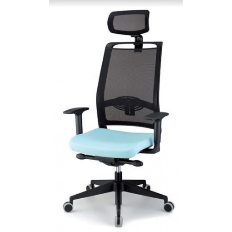 THESIS GIULIETTA   Πολυθρόνα γραφείου - μηχανισμός synchron  υφασμα γαλαζιο μαυρο 51,5*72*114/134cm 