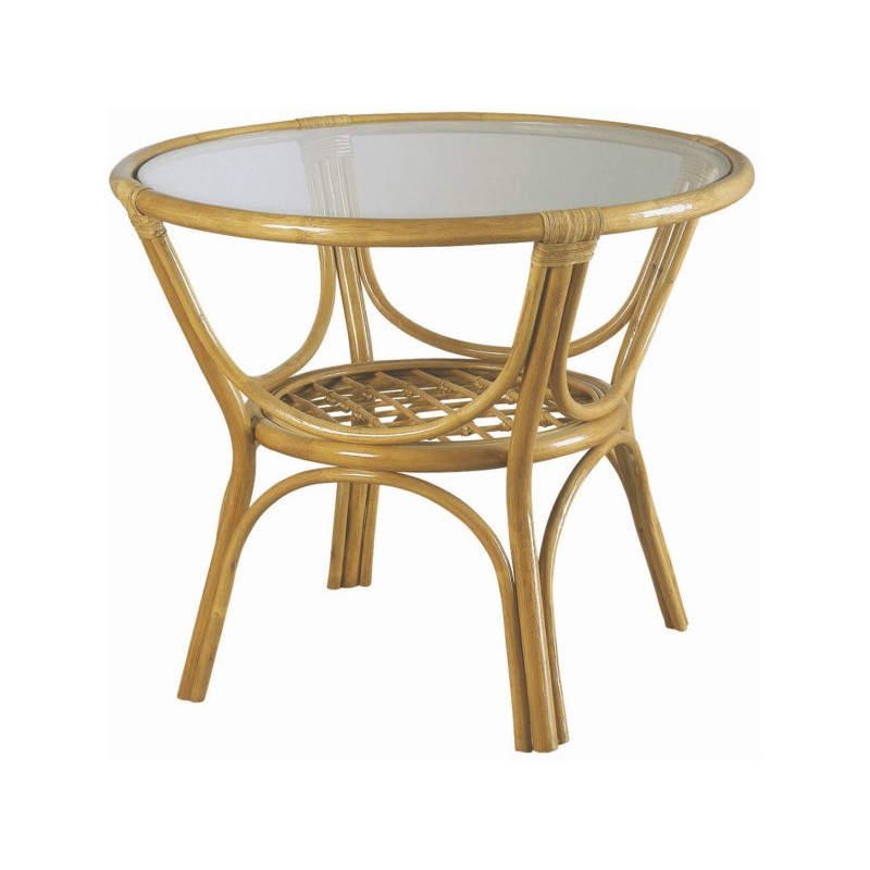 Bamboo τραπέζι Νίνα Τρανσπάραν με δερμάτινα δεσίματα(Φ.0,90Χ0,75). JKG 3085D