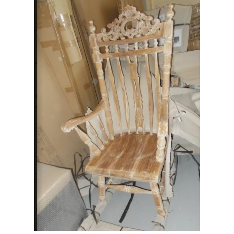 Jκ  121191- Πολυθρόνα κουνιστή, χειροποίητη από μασίφ φυσικό teak.  (W)67 cm x (D)105 cm x (H)115