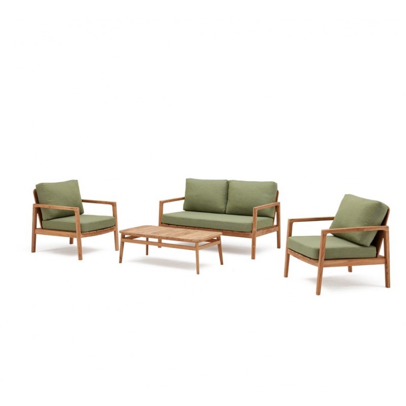 DELTA LOUNGE SET - Σετ σαλόνι κήπου από ξύλο teak, με μαξιλάρια sunbrella.