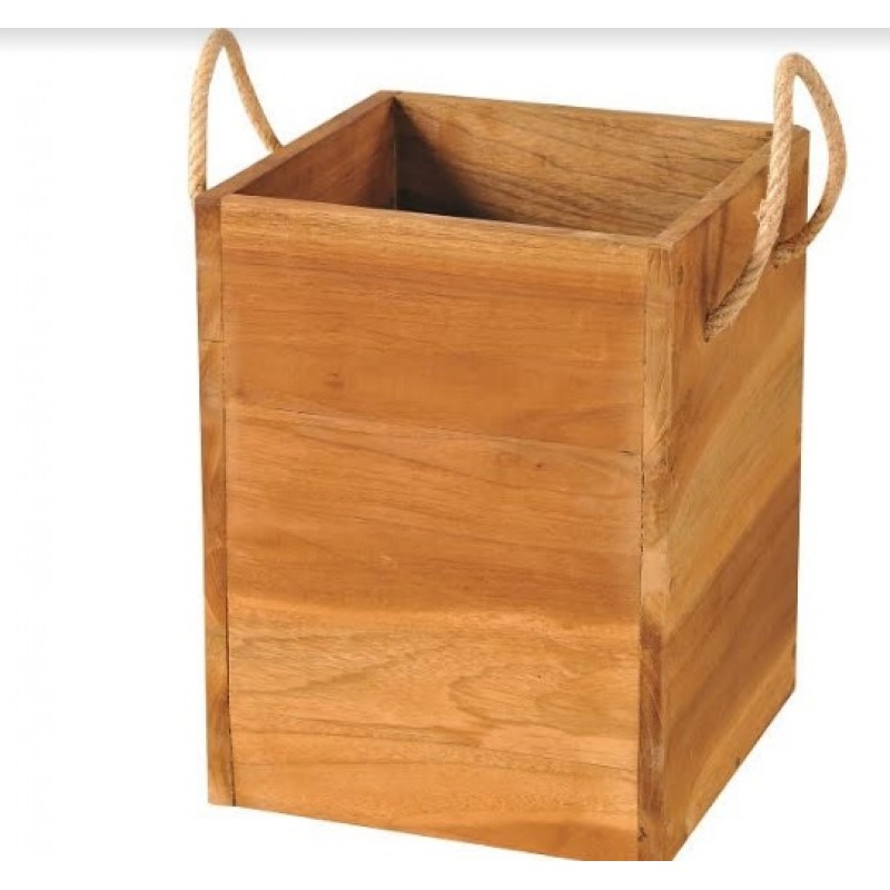 Καλάθι  διακοσμητικό απο ξύλο teak  23 x 23 x 30cm  JK 801304