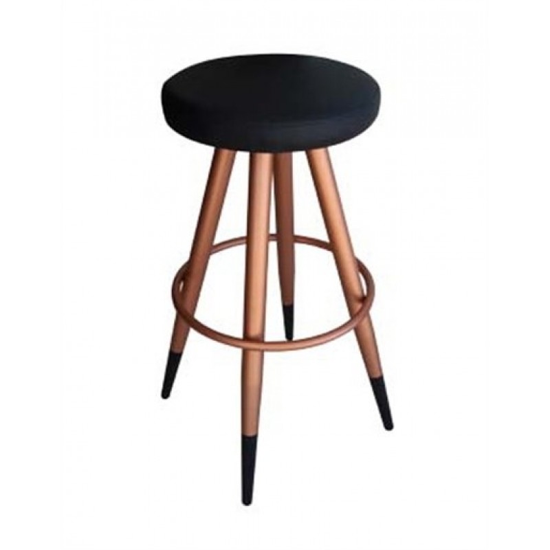 Gold  Σκαμπό μεταλλικό μπρονζε με μαύρη δερματίνη 40x40x75cm