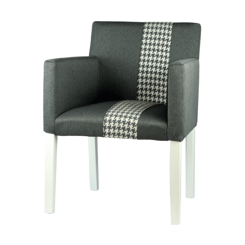 P 282  Πολυθρόνα καθιστικού ξύλινη , επενδυμένη με ύφασμα Υ: 80 Β: 55 Μ: 60