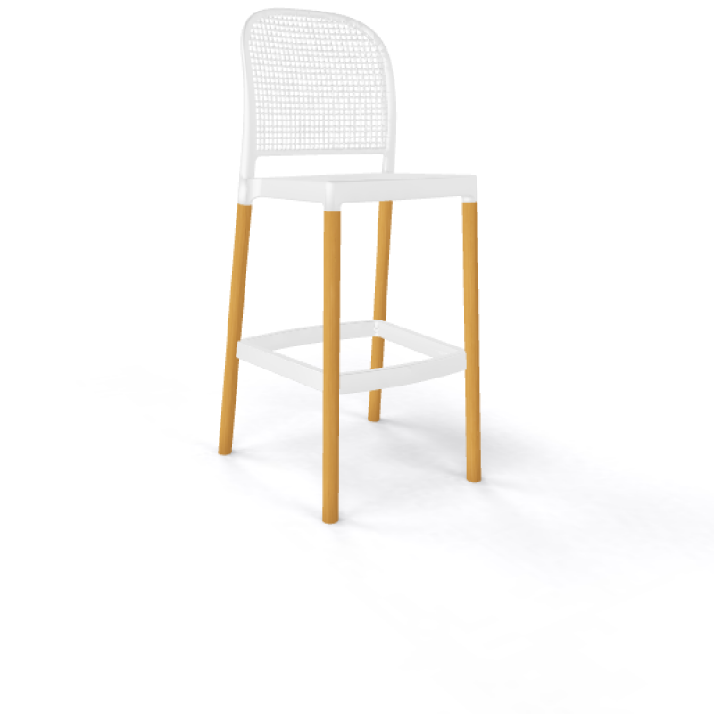 Gaber Panama BL Σκαμπό Μπαρ με κάθισμα από λευκό τεχνοπολυμέριο και σκελετό οξιά Διαστάσεις 48*59*75-114 εκ. ύψος