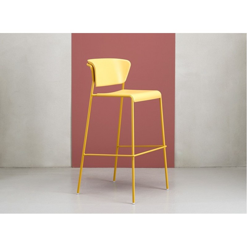 BAR STOOL LISA TECHNOPOLYMER ART. 2867 Σκαμπο μπαρ μεταλλικό με πολυπροπυλένιο μπεζ  50χ52χ66/76 υψος