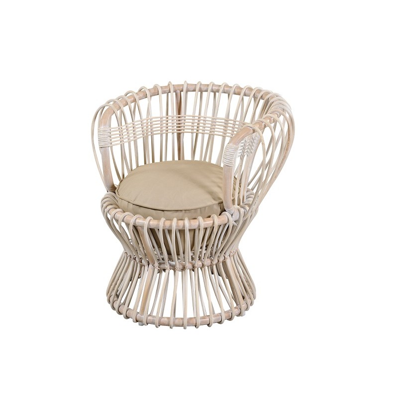 Πολυθρόνα RIVA1 AC από φυσικό καλάμι σε λευκή απόχρωση Διάσταση: 75Χ75Χ76H 