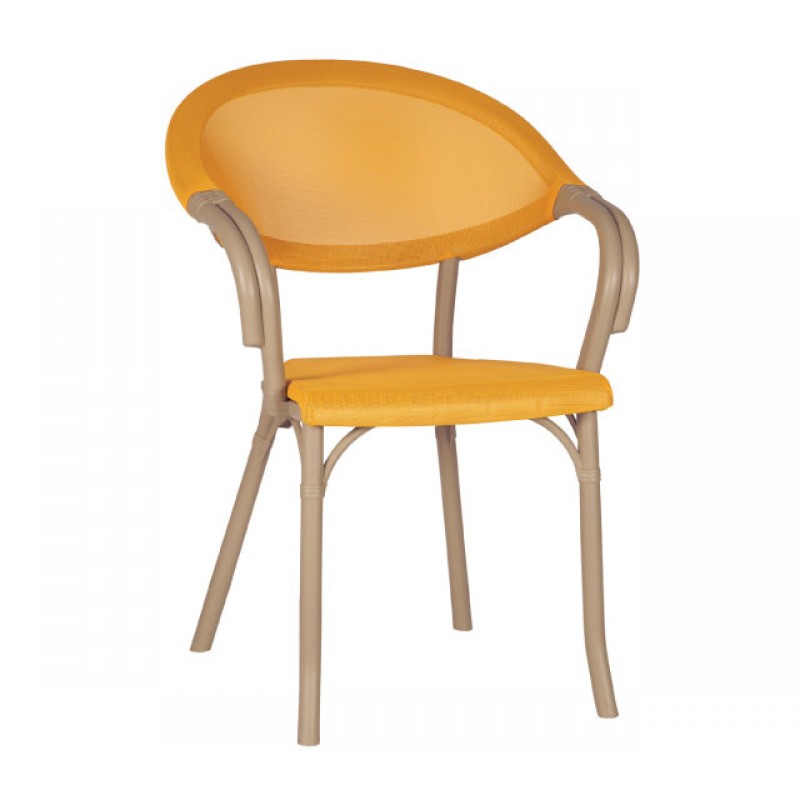 Flash-N 20-2688  Πολυθρόνα σκελετό από πολυπροπυλένιο σε χρώμα coffee και textiline σε χρώμα yellow