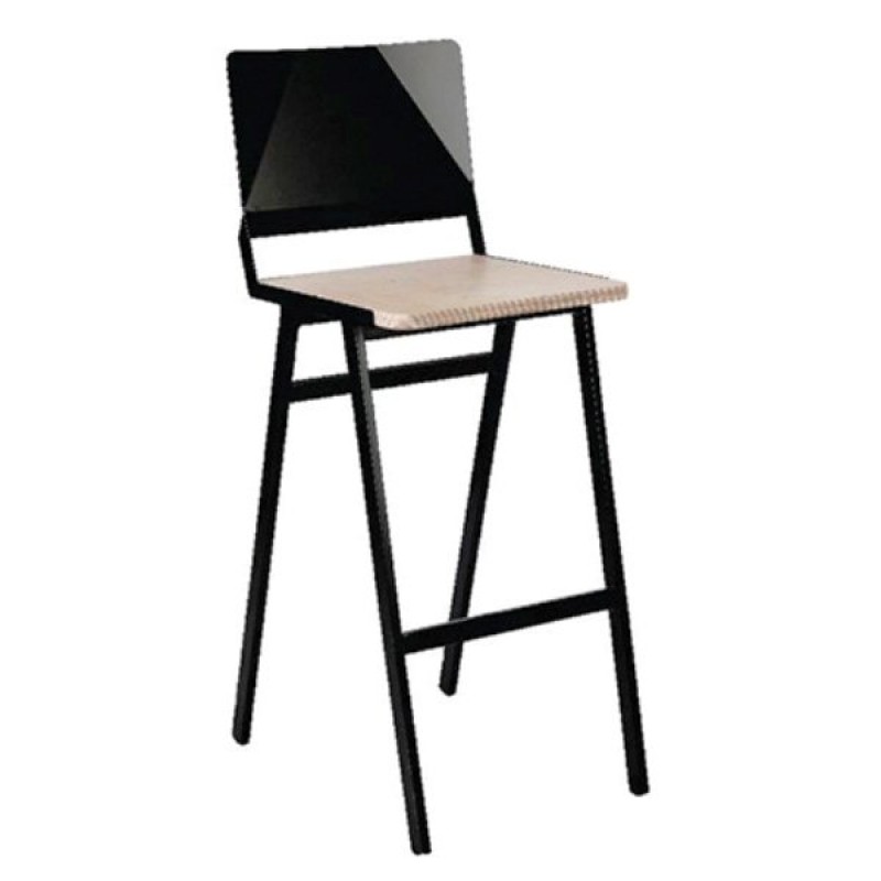 TSOUNA  KASIO Μεταλλικό σκαμπό με πλάτη και ξύλο