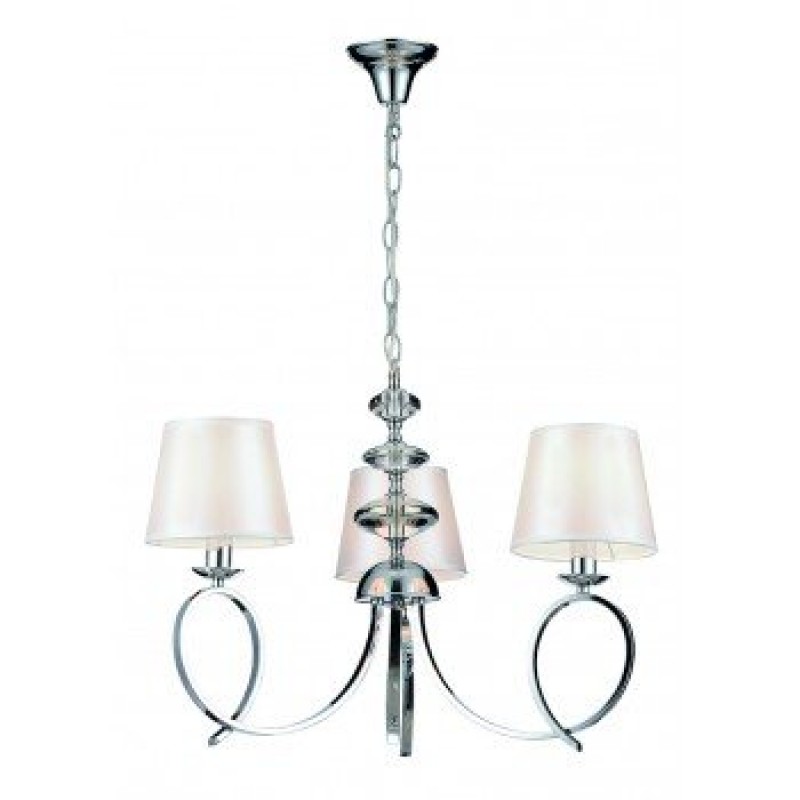 VIOKEF 4112700  Τρίφωτο LANCIA 3X40W E14 αμπαζούρ σε λευκό ύφασμα με ανάρτηση χρώμιο με διάφανα διακοσμητικά κρύσταλλα