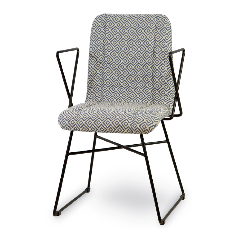 ME 122 -Μεταλλική πολυθρόνα ηλεκτροστατικής βαφής με επένδυση υφάσματος Υ: 85 Β: 55 Μ: 53