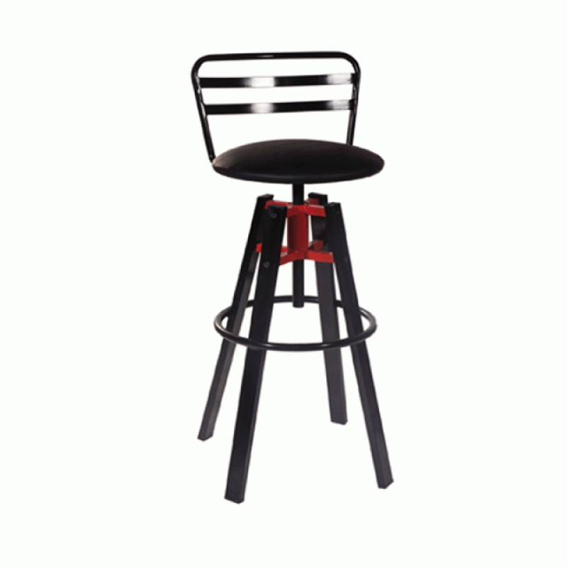 Tsoun BAR/117 - Μεταλλικό σκαμπό μπαρ με πλάτη χρώμα μαύρο 35x35x75cm