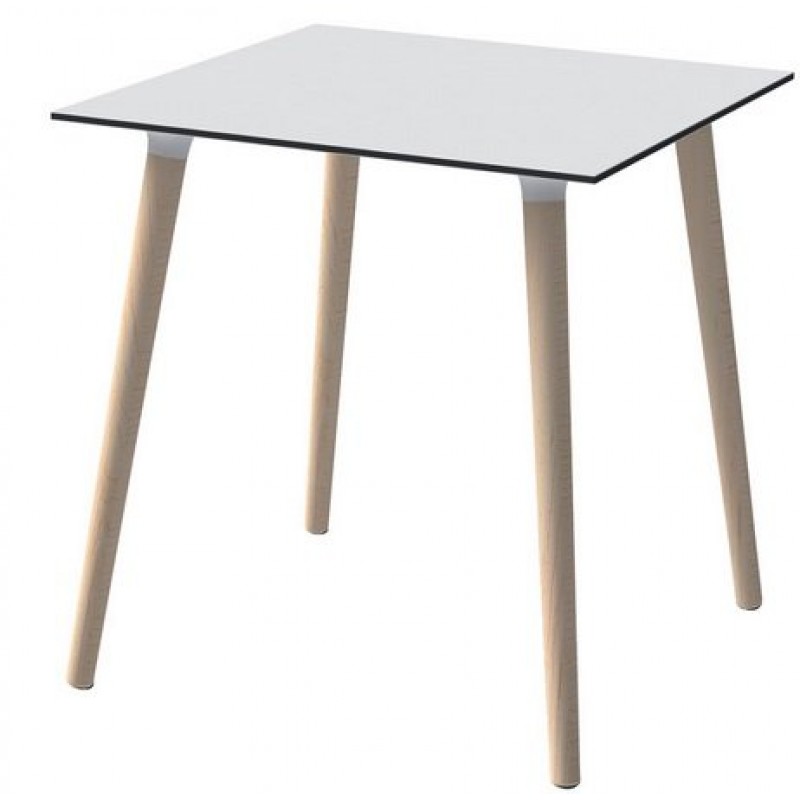 Gaber Stefano wood square 70x70 cm  Ιταλικό τραπέζι φαγητού επιφάνεια compact  λευκή και πόδια μασίφ οξιάς