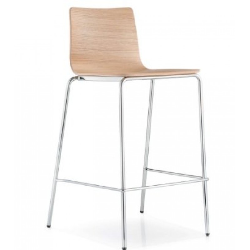 Pedrali Inga PLYWOOD 5617  Σκαμπώ μπαρ μεταλλικό 16mm χάλυβας (Ύψος 77 cm) με κάθισμα δρύινα κοντραπλακέ