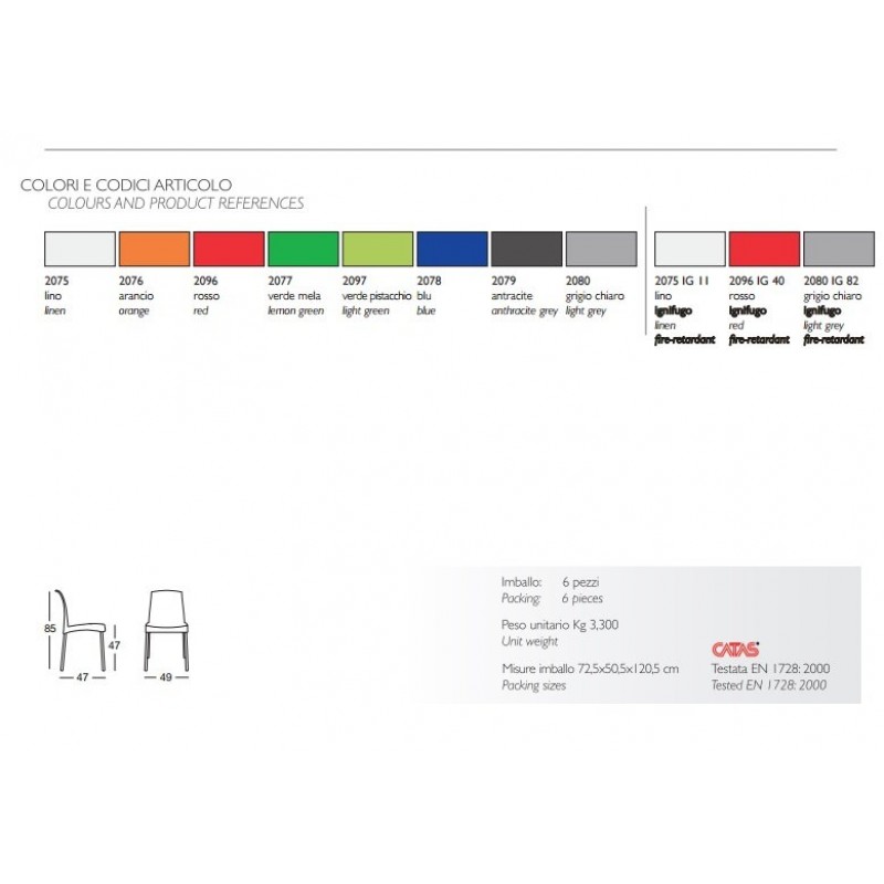 SCAB  JENNY Καρέκλα  πολυπροπυλένιο λευκό  με πόδια αλουμινίου 47x49x85cm (η τιμη αφορά 6 τμχ)