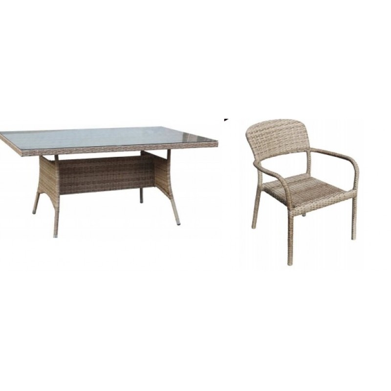 BL  LILY ΣΕΤ 5 ΤΕΜΑΧΙΩΝ - Σαλόνι Wicker ( 4 πολυθρόνες + 1  Τραπέζι 150X90 cm )