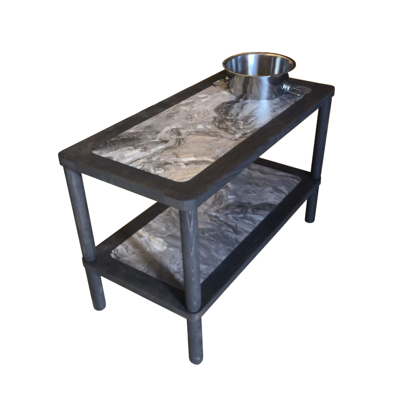 Ξύλινο Τραπεζι Χαμηλό με ράφι και επιφάνεια από Compact HPL. – T 118 X   Διαστάσεις: 80X40X45