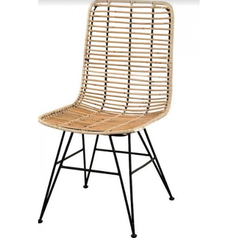 Καρέκλα μεταλλική με φυσικό ρατταν 50x60x45-90 cm -  JK 31243