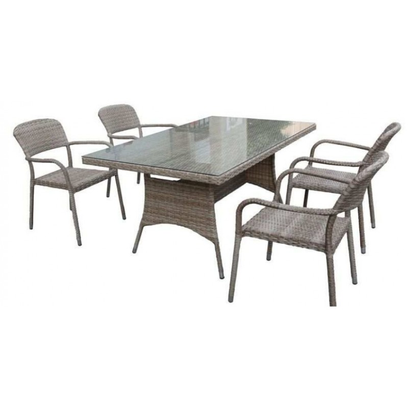 BL  LILY ΣΕΤ 5 ΤΕΜΑΧΙΩΝ - Σαλόνι Wicker ( 4 πολυθρόνες + 1  Τραπέζι 150X90 cm )