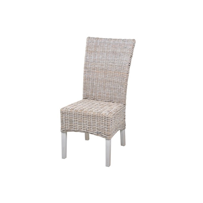 Καρέκλα φυσικό ραττάν kubu σε white wash- JK 30495ww