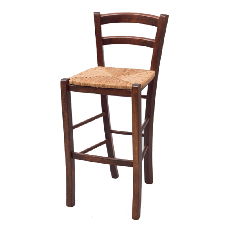 S 502  -Σκαμπό μπαρ εμποτισμένο ξύλο με ψάθινο κάθισμα H 73 D 45 L 40