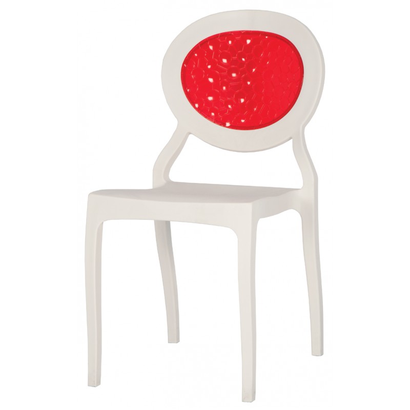 Tilia rotus pc (101020056) στοιβαζόμενη καρέκλα σε λευκο κόκκινο χρωμα