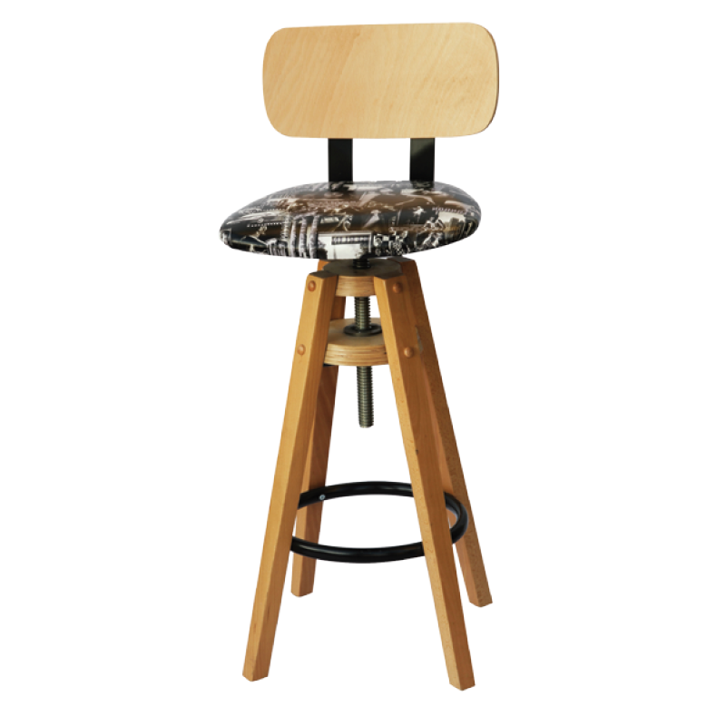 MX 6 Σκαμπώ ξύλινο  απο μασίφ οξιά Φ 40 Χ υψος 65-80 cm