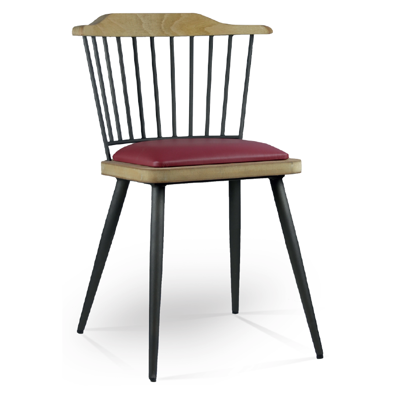 JUST ΜME 25 Καρέκλα μεταλλική  με κόκκινη ταπετσαρία (Υ: 80 Β: 53 Μ: 42cm)