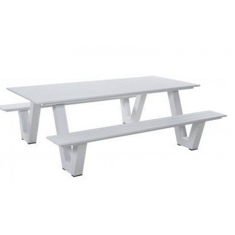 Πάγκος πικ νικ αλουμινίου λευκό - Π220 x Β189 x Υ74  cm - JERRY  0702-5204