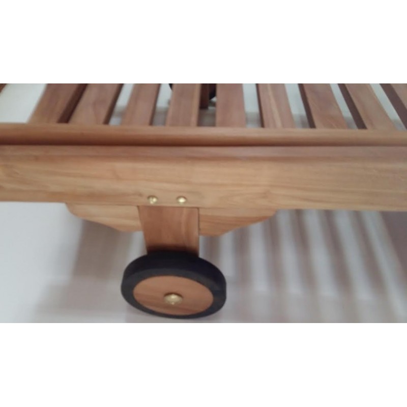 BL  5037 G - Ξαπλώστρα επαγγελματική απο ξυλο teak  με τραπεζάκι και ανάκλησή  200X65 cm