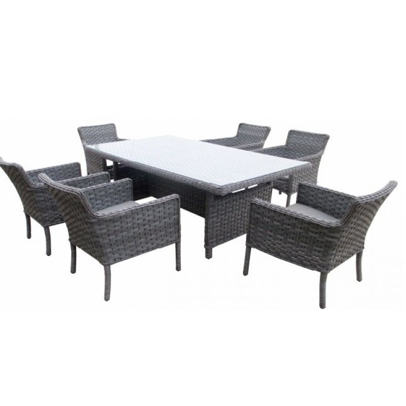 BL  Dianna  SET 7 τμχ - Σαλόνι Wicker ( 6 πολυθρόνες + 1  Τραπέζι 102 * 180 cm )