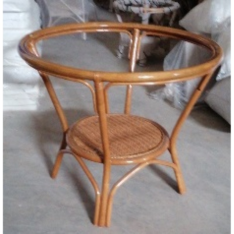 Bamboo τραπέζι Νίνα Τρανσπάραν με δερμάτινα δεσίματα(Φ.0,90Χ0,75). JKG 3085D