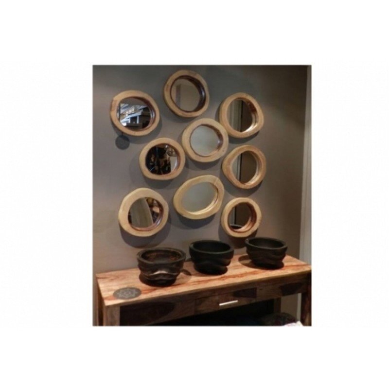 Διακοσμητικός Καθρέφτης σε Ξύλο Teak Φ20 εκ.- JK  131606