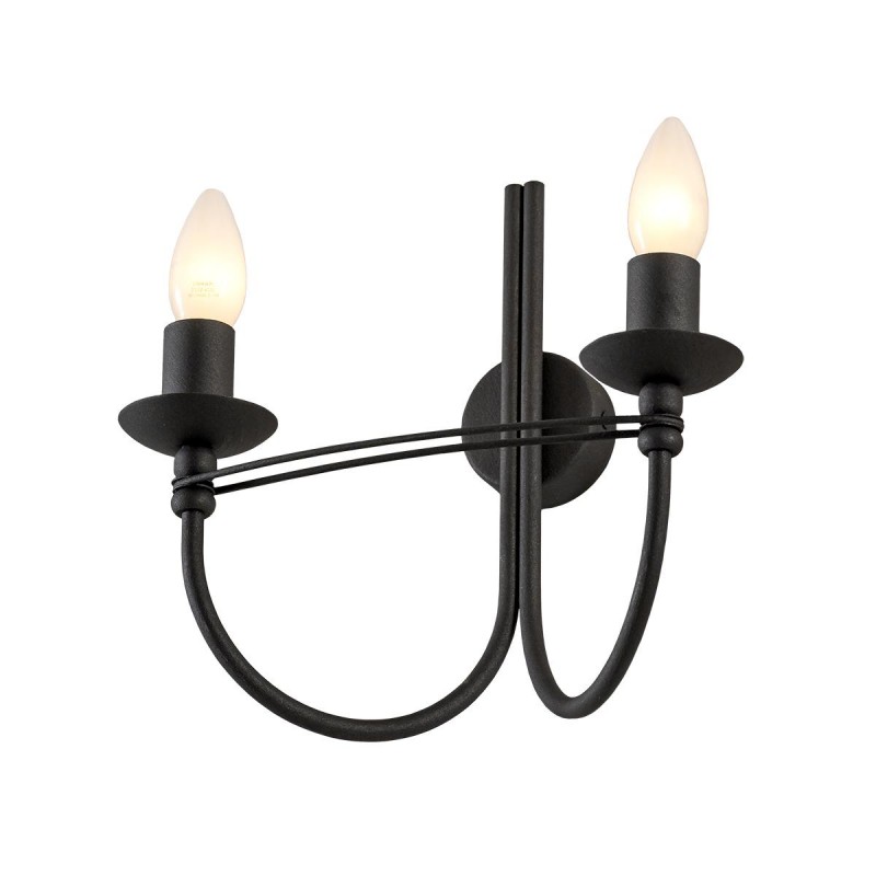 Παραδοσιακή 2φωτη απλίκα σε πατίνα γραφίτη | VILLAGE 79535/2