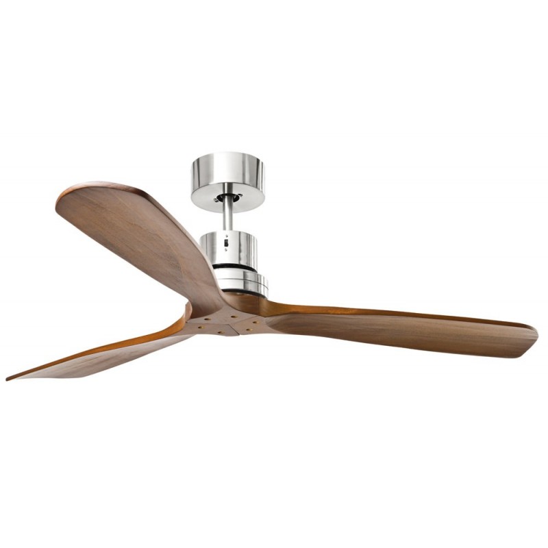 Perenz 7142CR Ανεμιστήρας Οροφής 3 Πτερύγια Φυσικό Ξύλο σκούρο καφέ/Βάση Βουρτσιστό Χρώμιο