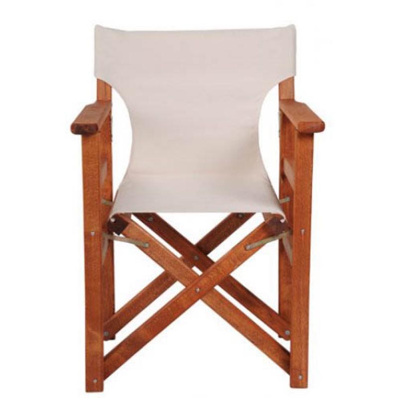 Ξύλινη Πολυθρόνα Σκηνοθέτη "Λαμάκι" Εμποτισμού με καρυδί σκελετό και εκρού ύφασμα (ΚΑΤ` ΕΞΟΧΗΝ) (MA-LAMAKI) 56 x 84 x 49 cm