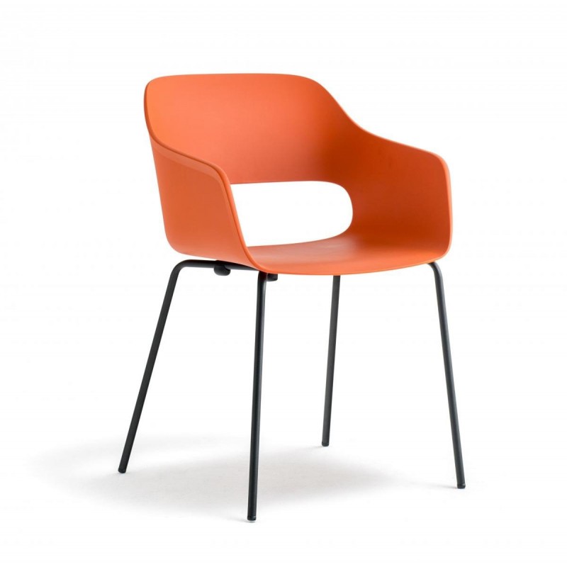 Pedrali  Babila 2735 Πολυθρόνα με τεχνοπολυμέριο πορτοκαλί  και μεταλλικά πόδια   53,5x54x79(65/46)cm 