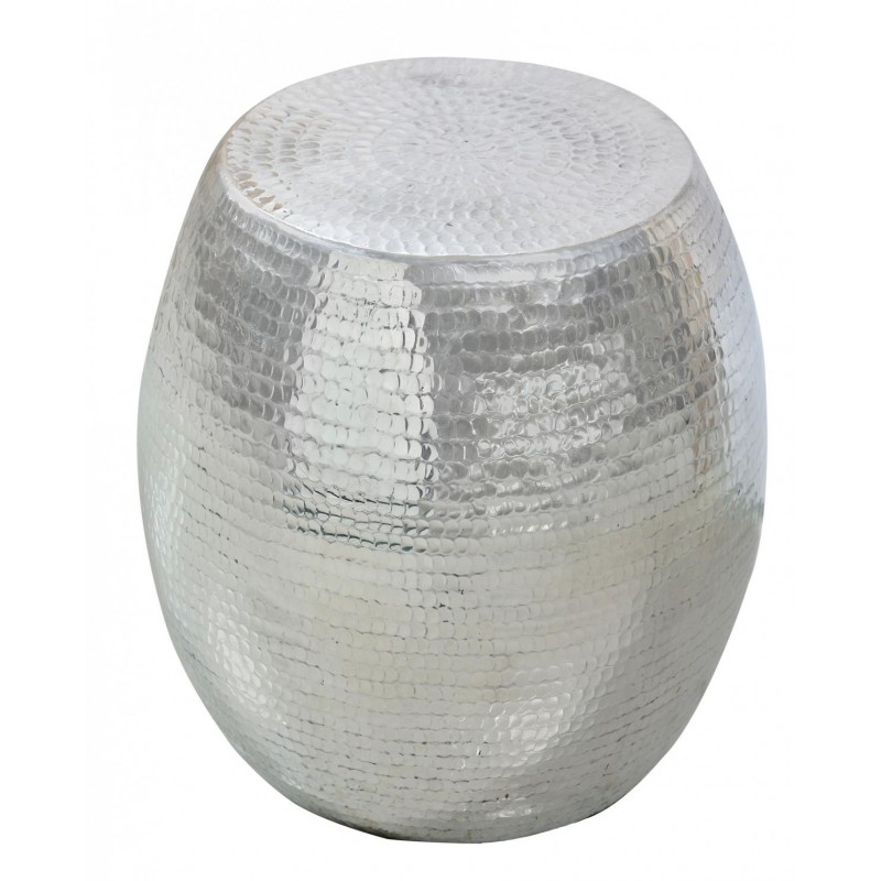 JK 121158  Χειροποίητο σκαμπό από μέταλλο σε ασημί αποχρωση.  Διάσταση: Φ.0,30χ0,45