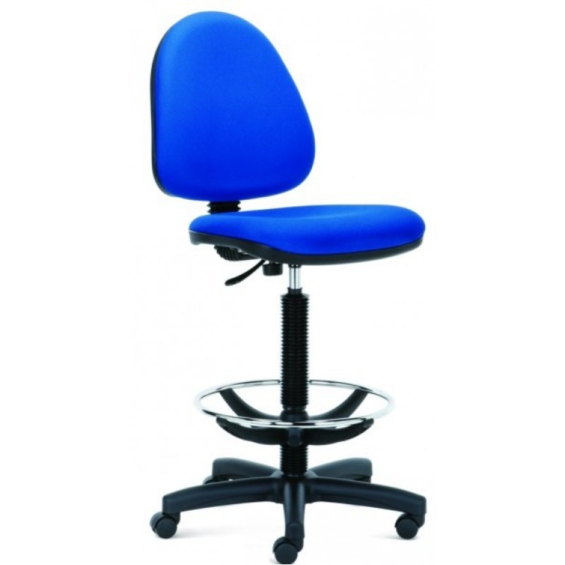 DELTA STYLE  SL9373  Σκαμπό με πλάτη γραφείου σχεδιαστηρίου -ψηλό αμορτισέρ - μεταλλικό στεφάνι υποπόδιο - μεσαία πλάτη σταθερή .