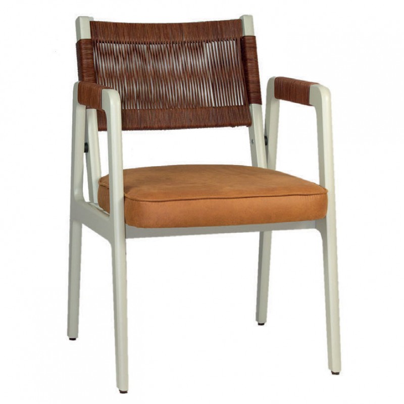 justs318 SD  Ξύλινη πολυθρόνα με πλεχτή πλάτη και μπράτσα.Υ: 82 Β: 60 Μ: 55