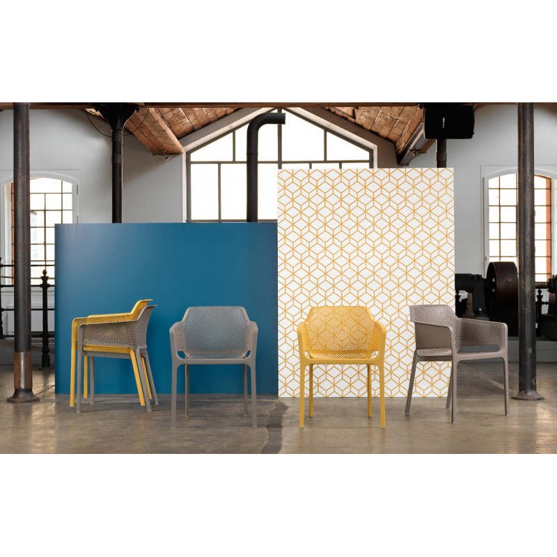 Πολυθρόνα Πολυπροπυλενίου Nardi  Νet 326 χρωμα μουσταρδι senape ( 40326.56.000.06) 60x58x80(46)cm