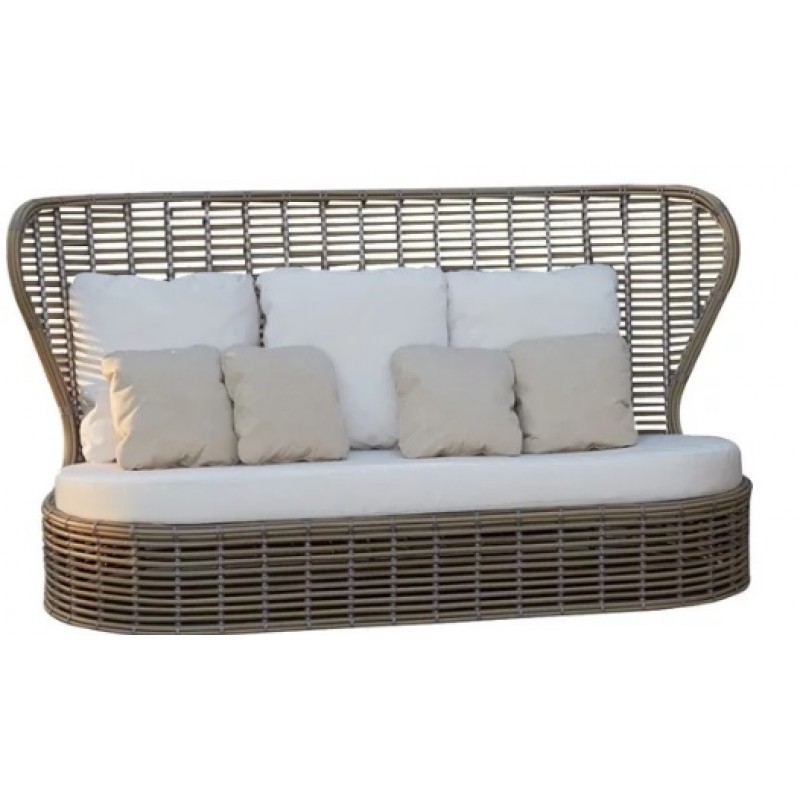 DRONE TRIPLE SOFA  Skyline -Τριθέσιος καναπές αλουμινίου,wicker πολυαιθυλενίου και μαξιλάρια Sunbrella 223x107x115