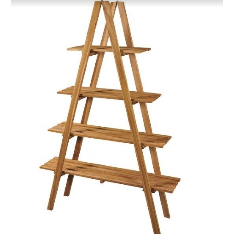 Ραφιέρα από ξύλο teak  801276: 100X30X170H, 4 ράφια - JK 801276