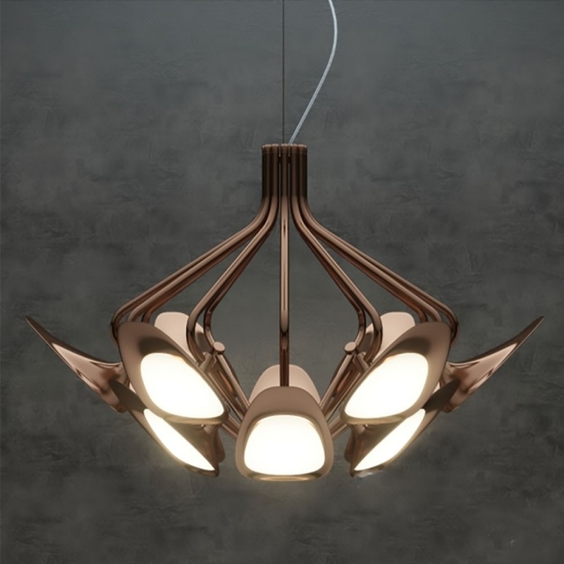 Πολυέλαιος Peacock με 12 LED Panel (Οξειδωμένος Μπρούτζος) - Kundalini