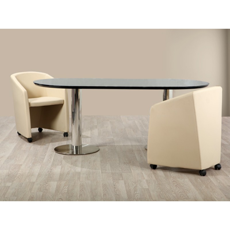 FACIO- Γραφείο συνεδριάσεως επιφάνεια από λάκα και βάση  χρωμίου. 250X110X75