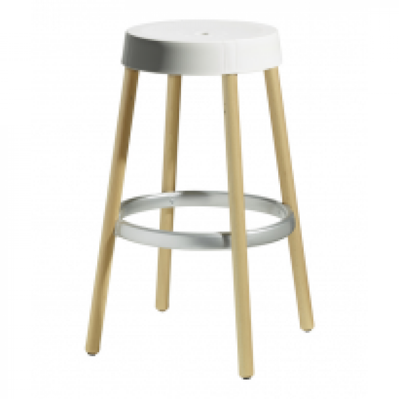 Scab Natural Gim Stool  H.75   -Σκαμπό μπαρ ξύλινο σκελετό με κάθισμα πλαστικό λευκό 44X44X75CM