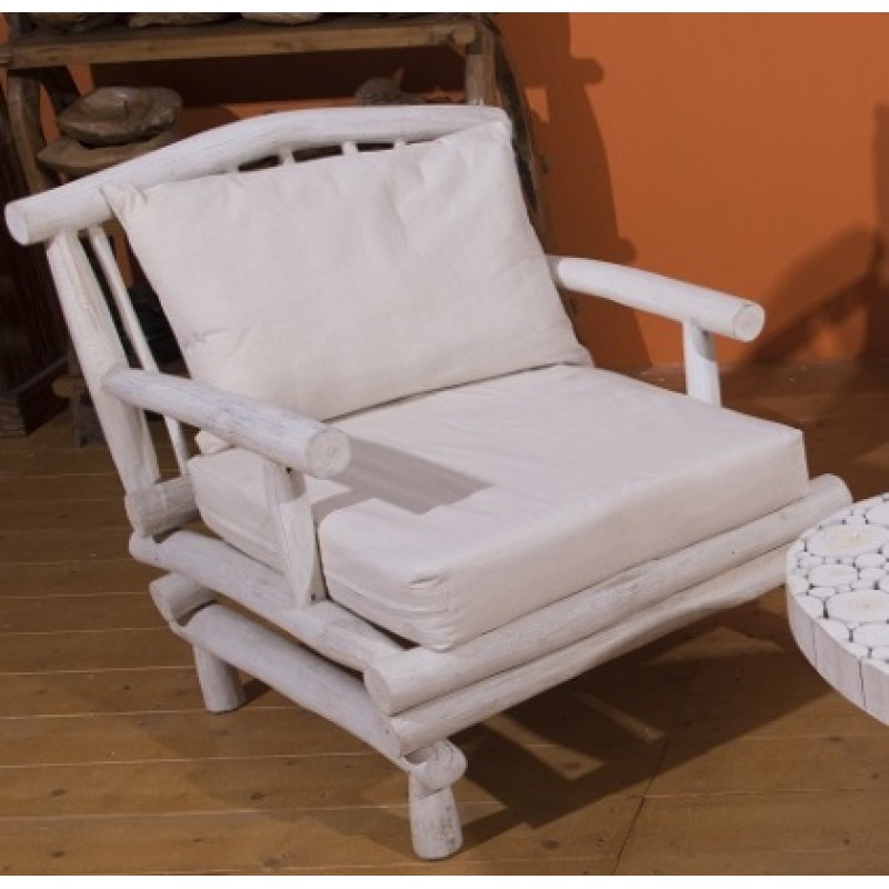 Πολυθρόνα ξύλινη με μαξιλάρι  -Διαστάσεις:80x80x85    (LC -205 )